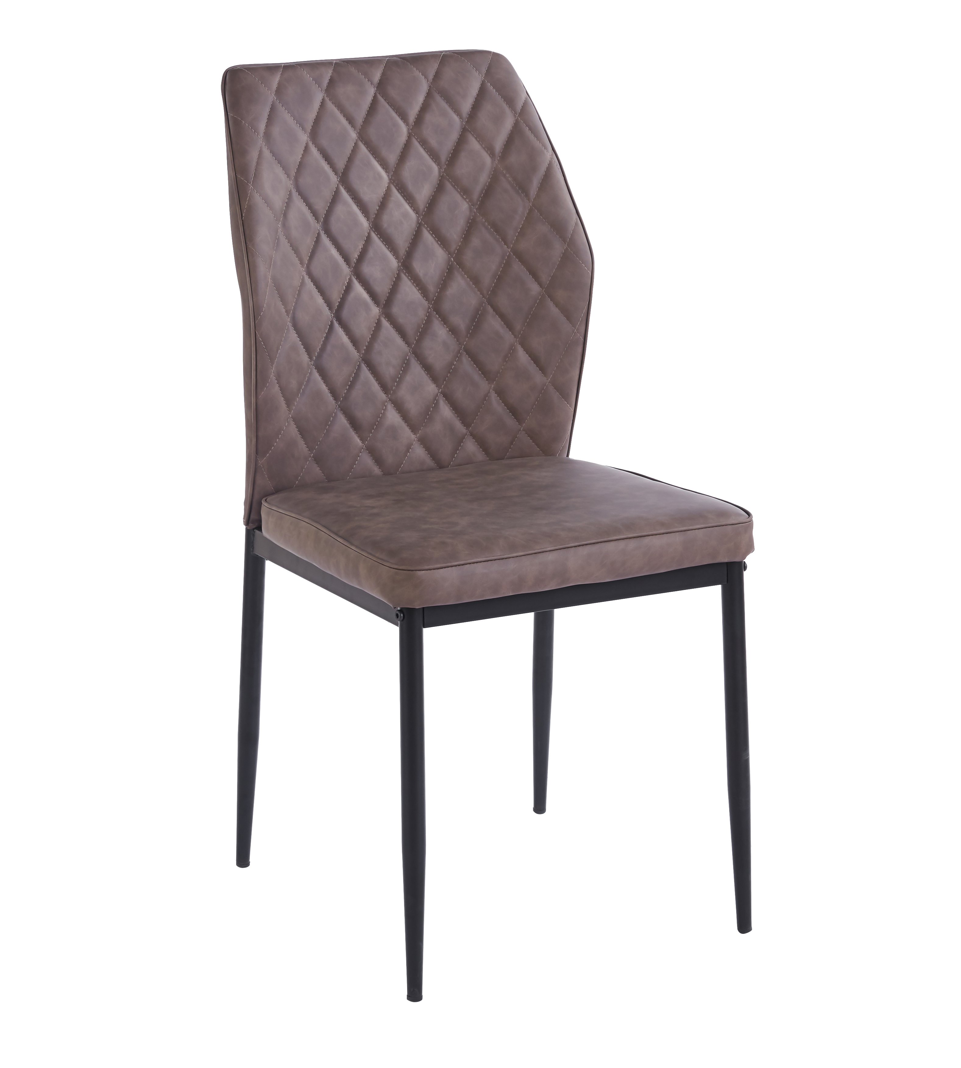 Inez matstol i brunt vintage konstl�der med svarta ben