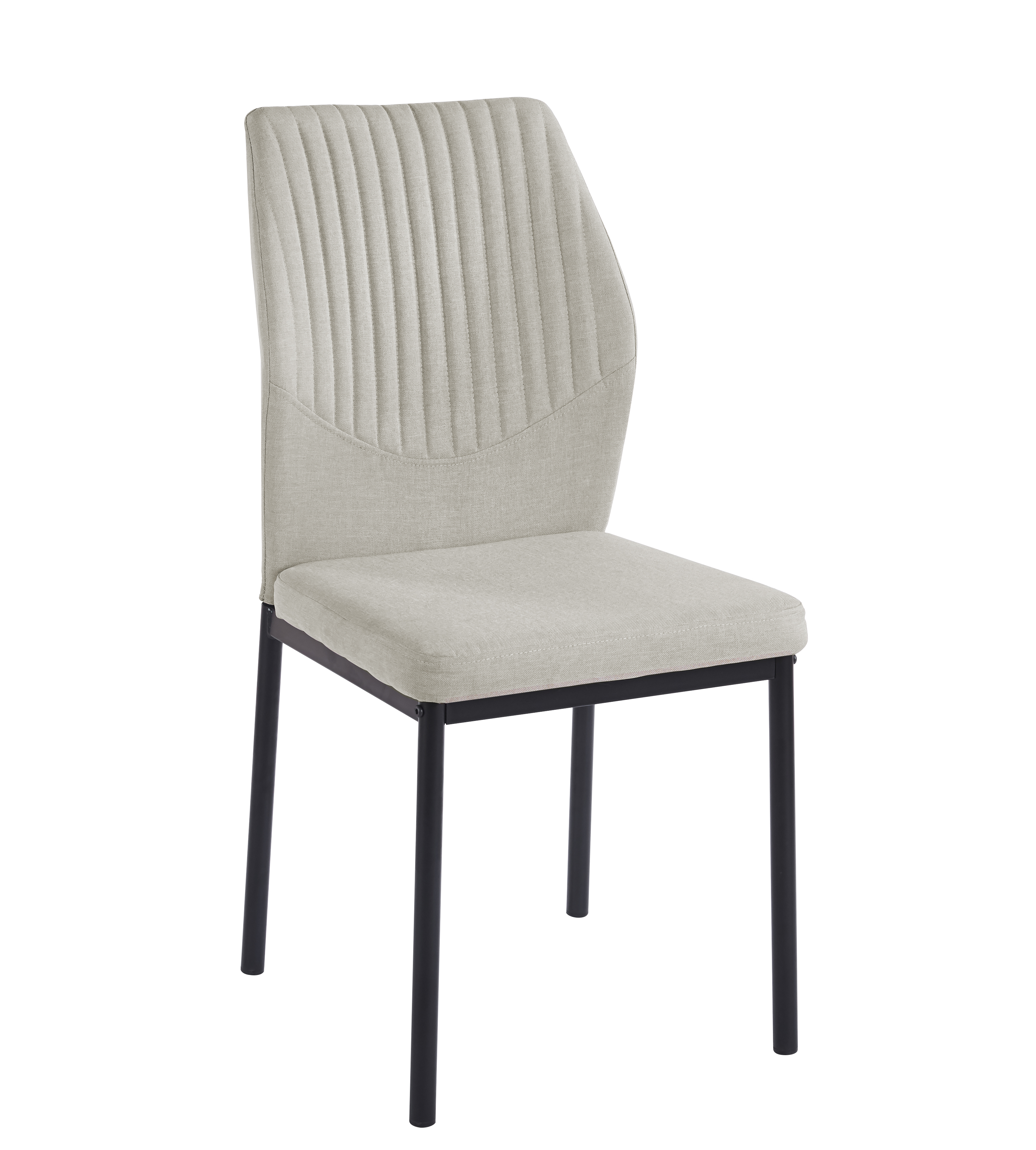 Inez matstol i beige tyg med svarta ben