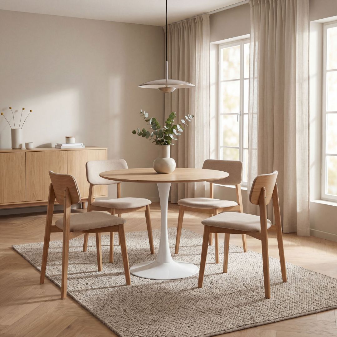 Matbord ek/vit Ø80 cm - Astrid Matbord ek/vit Ø80 cm - Astrid