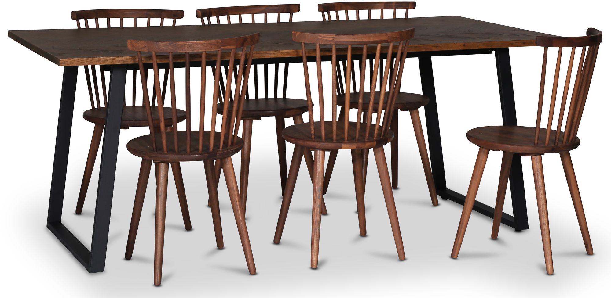 Edge 3.0 matgrupp 190x90 cm inkl 6 st valn�t pinnstolar Castor - Brownstained table