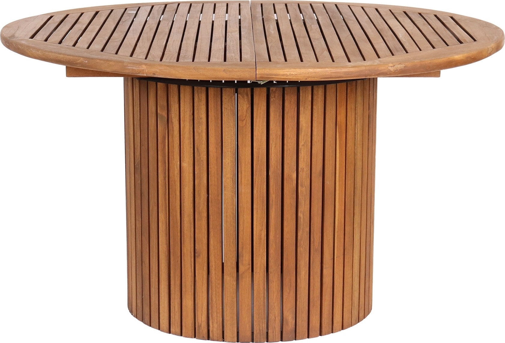 Salt� teakbord runt f�rl�ngningsbart �115 + 40 cm + M�beltassar