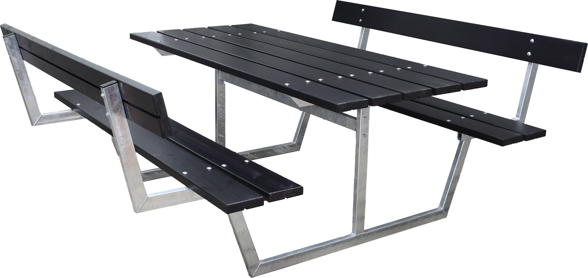 Rustik b�nkset med ryggst�d - Svart