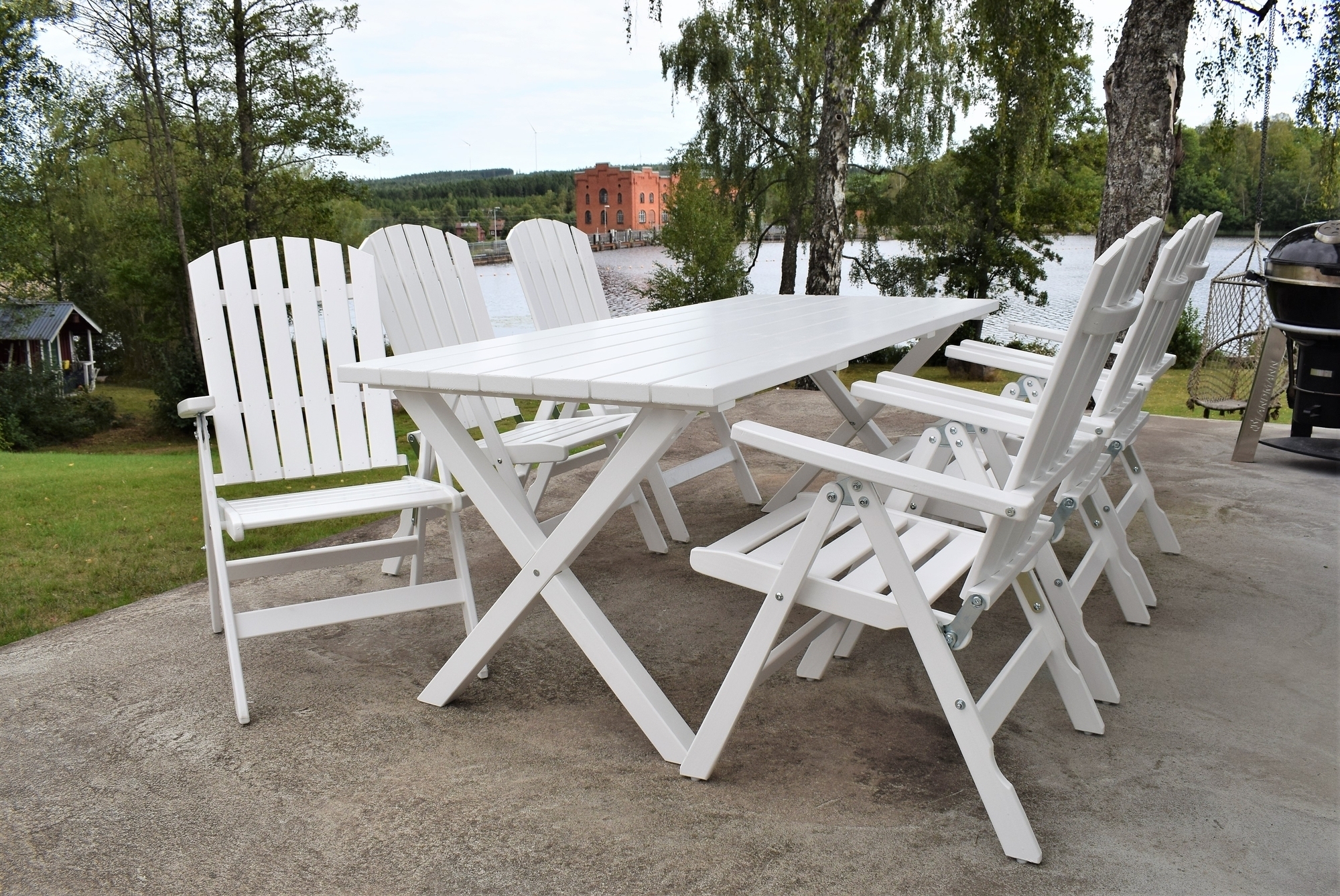 Scottsdale utegrupp bord 190 cm inkl 6 st Kungshamn positionsstolar -�Vit