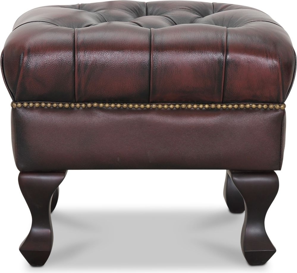 Vivaldi fotpall - Oxblod l�der + Reng�ring f�r m�bler