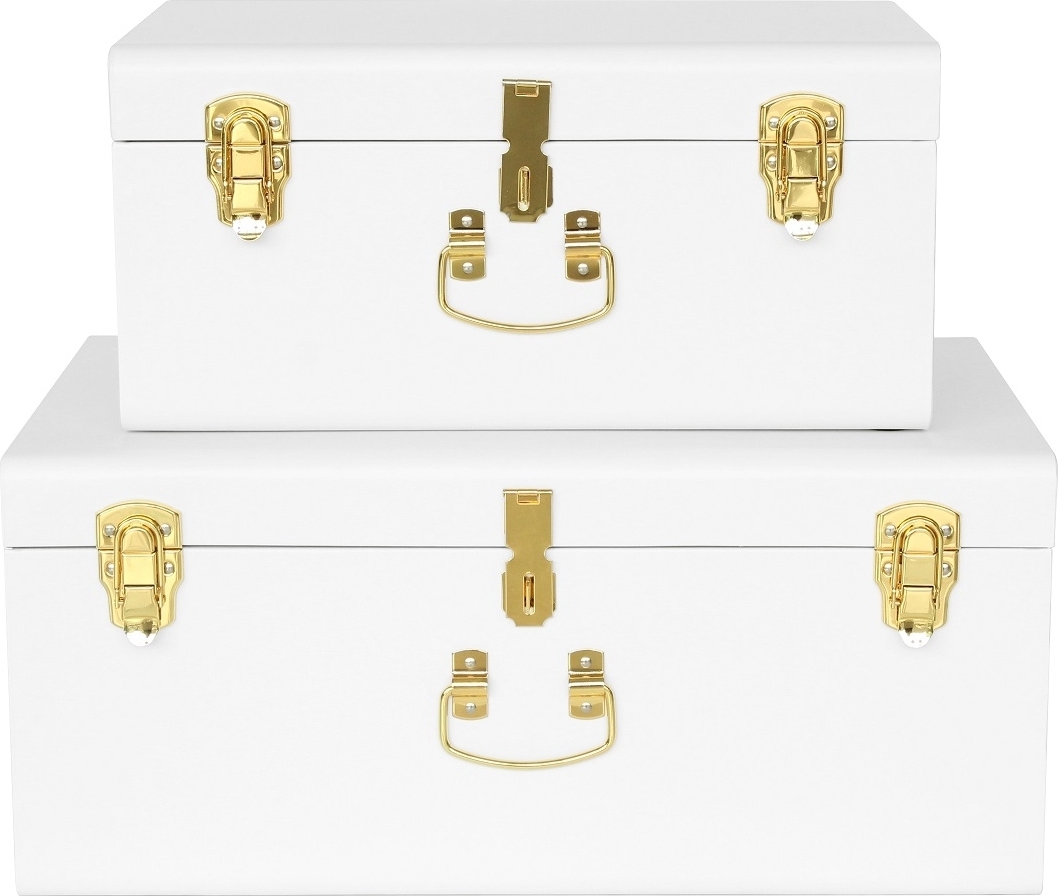 Matteus vintage Koffert set - Vit / Mssing + Textilrengring fr mbler