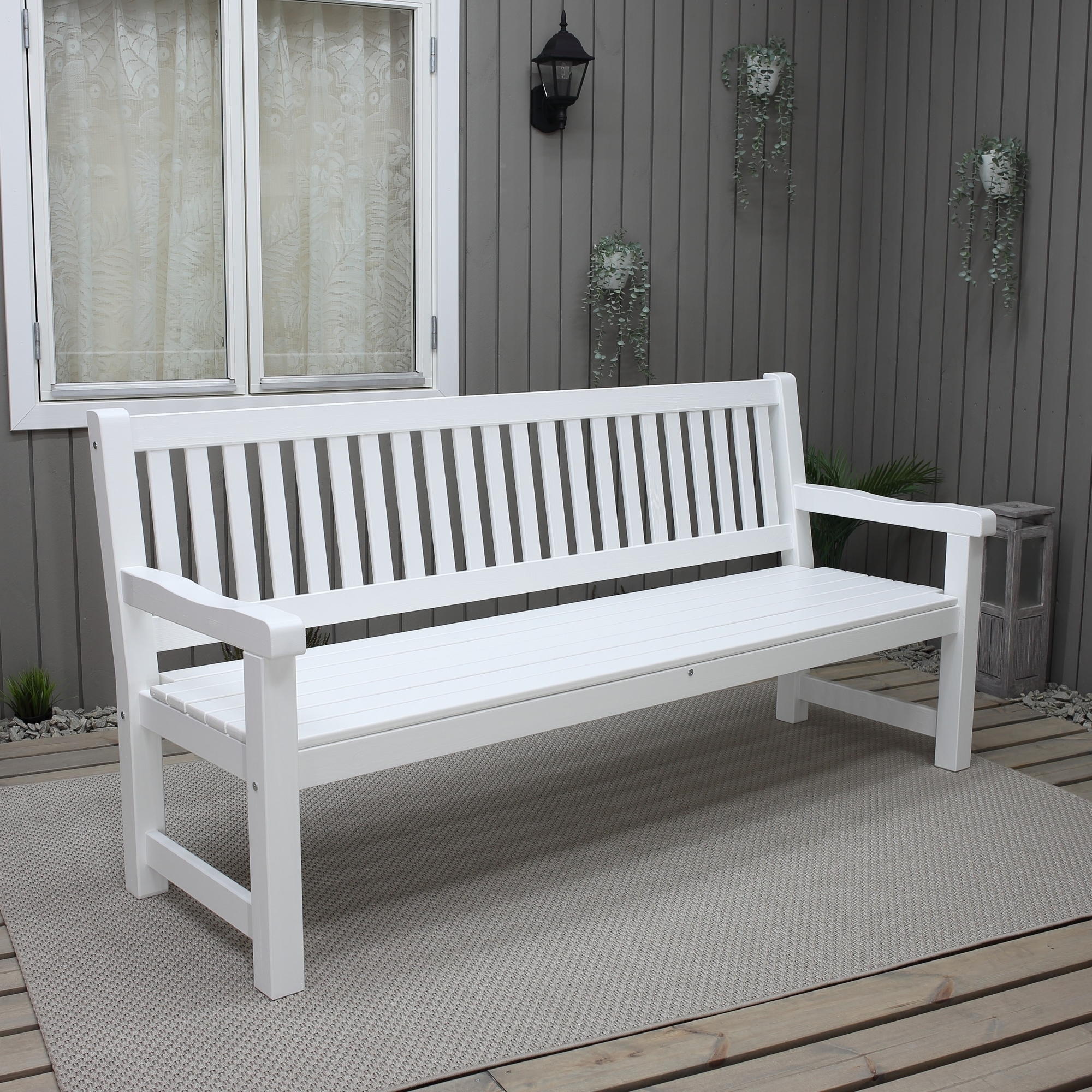 Brooklyn sittb�nk - Vit + Textilskydd f�r utem�bler