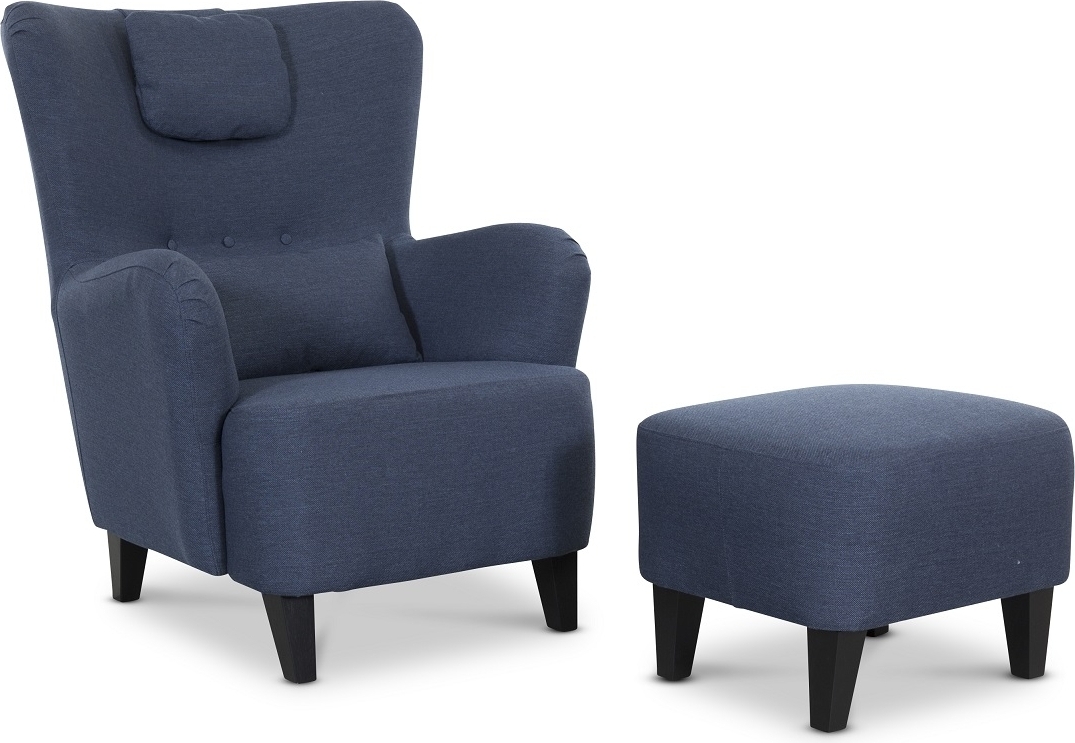 Harmony mörkblå fåtölj med fotpall + Harmony mörkblå fåtölj med fotpall +