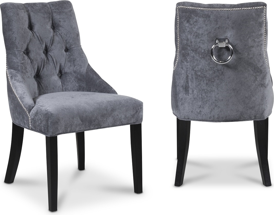 Tuva Europa - Matstol med handtag (sammetsgr�/svart)