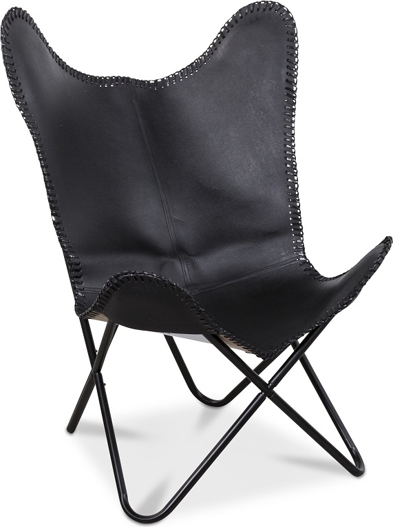 Fladdermusfåtölj Baltimore - Svart Äkta läder Fladdermusfåtölj Baltimore - Svart Äkta läder