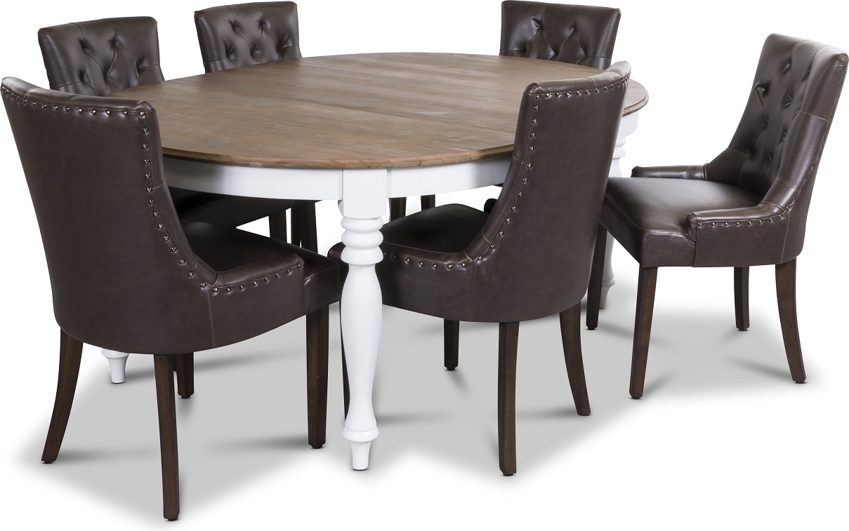 Victoria matgrupp inklusive 6 st Tuva matstolar i brun vintage PU