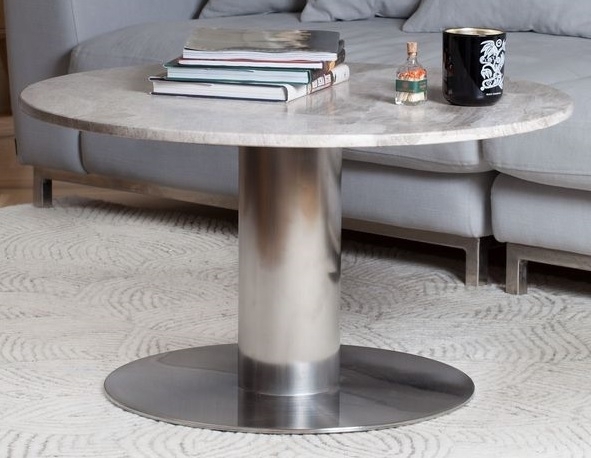 Next 85 runt soffbord i marmor med metallfot