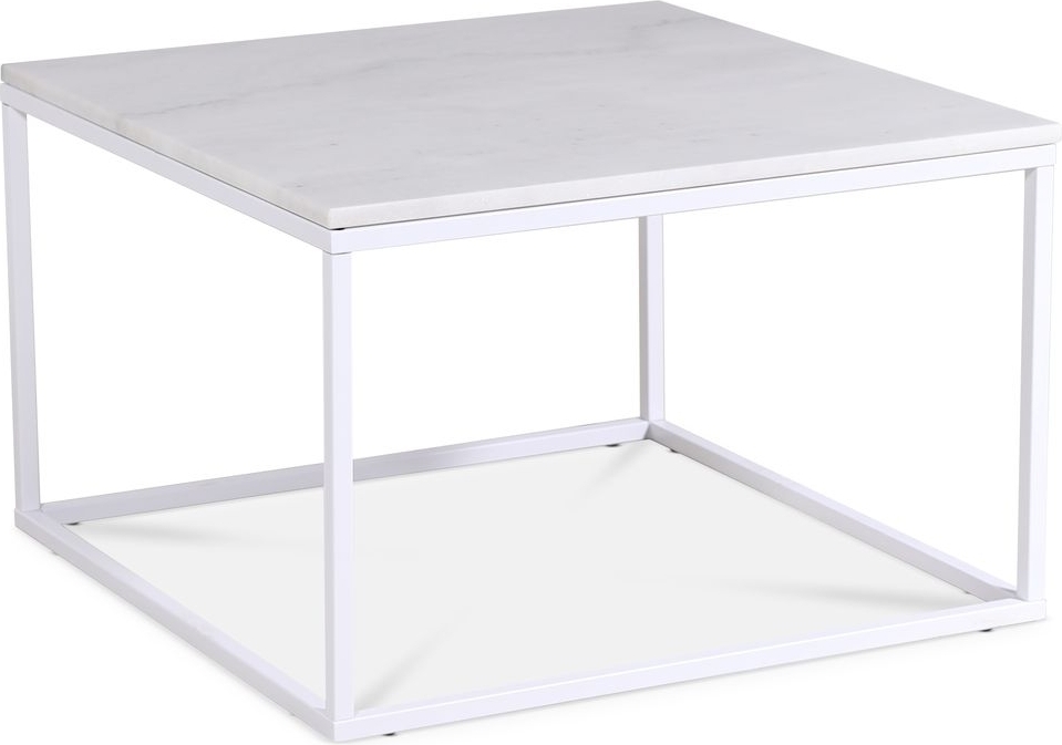 Accent soffbord 75 - Vit marmor / Vit