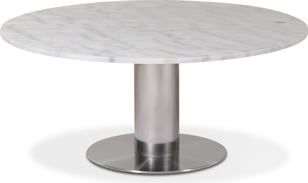 Next runt soffbord i marmor D105 cm - Borstad st�l / Marmor (Vit)