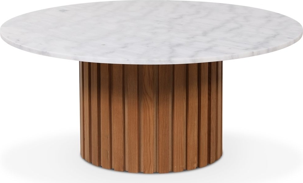 Soffbord i marmor �105 cm - Ek / Vit marmor