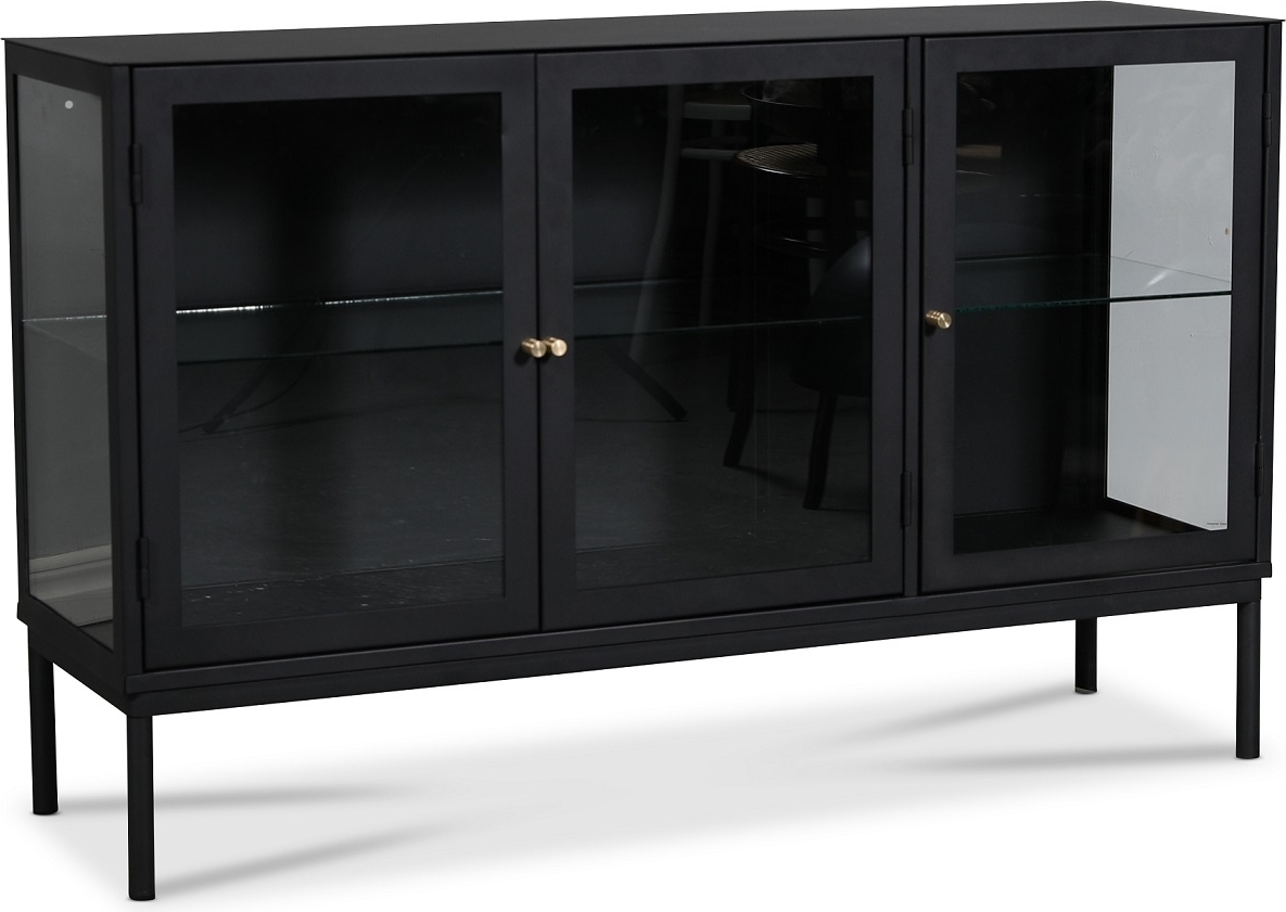 Revel sk�nk med vitrind�rrar - Svart / Klarglas