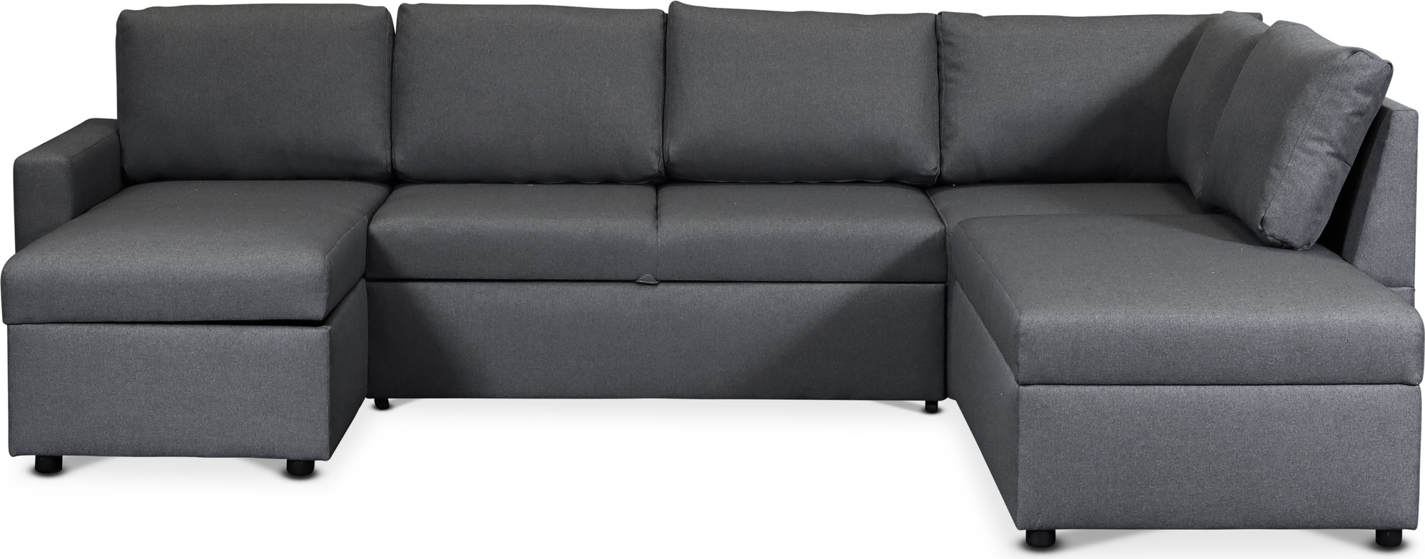 U soffa b�ddsoffa gr� med f�rvaring