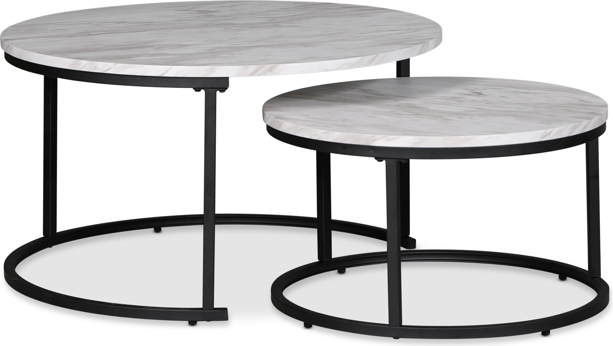 Solano satsbord �80/60 cm - Vit marmorimitation