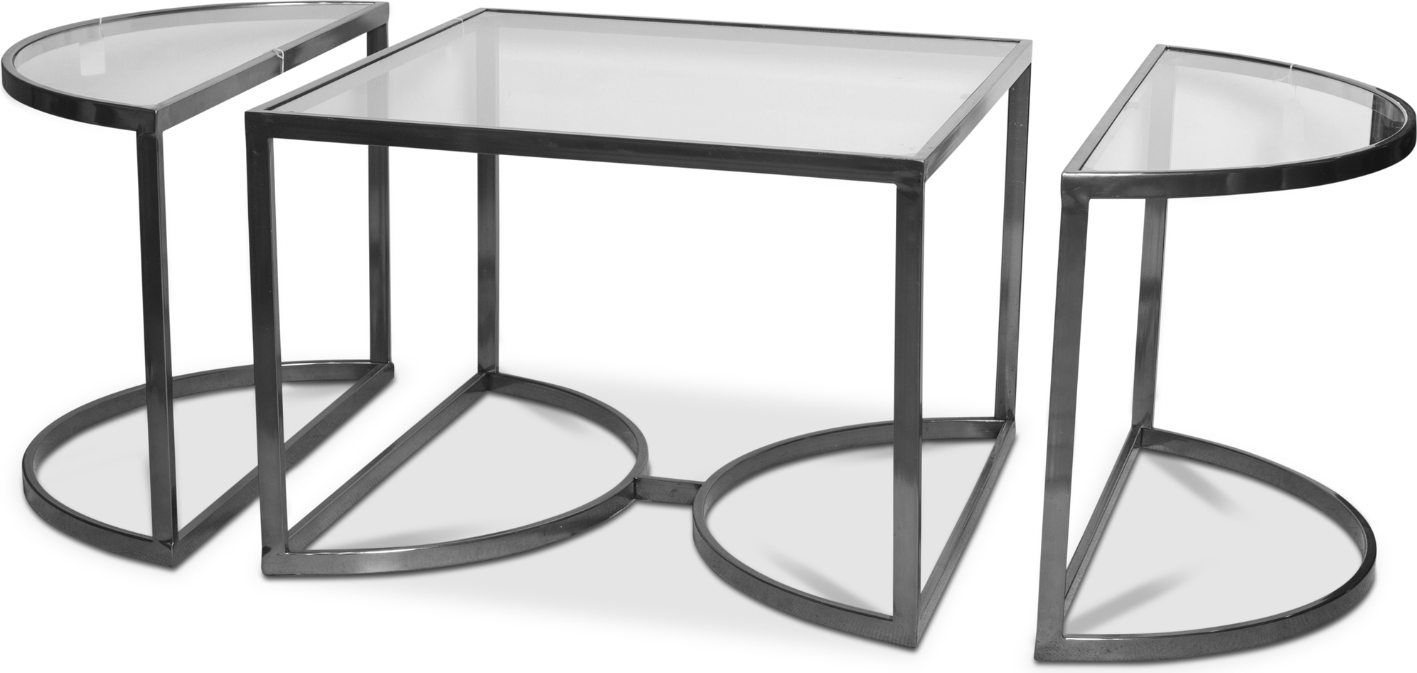 Prins soffbord och sidobord set om 3 bord - Silver/Glas