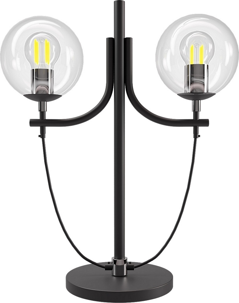 Glaslykta bordslampa H52 cm - Svart/Krom