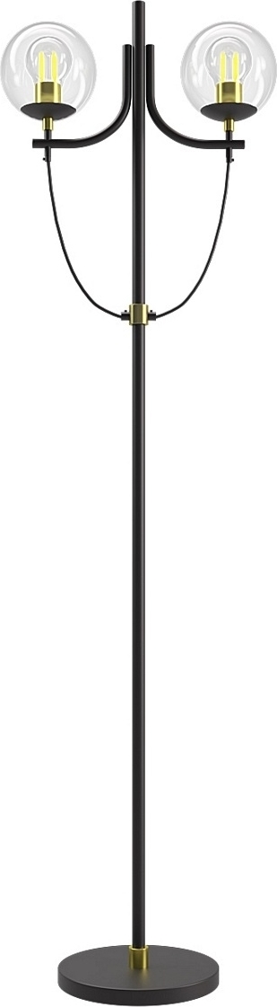 Glaslykta golvlampa - M�ssing / Klarglas / Svart