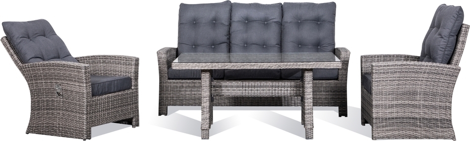 Orlando utem�belgrupp h�g rygg st�llbara f�t�ljer - Gr�/beige + Reng�ring f�r m�bler