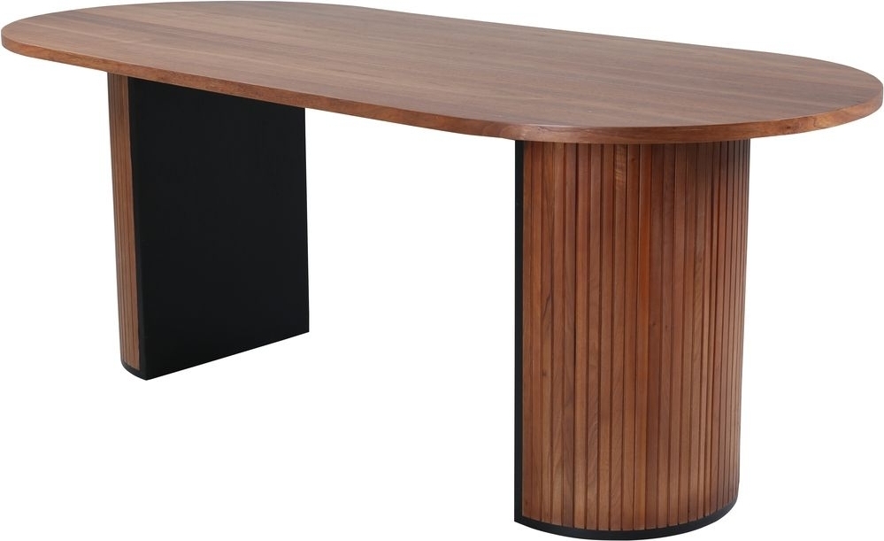 Bianca ovalt matbord 200x90 cm - Valn�t + 4.00 x Stolsdyna