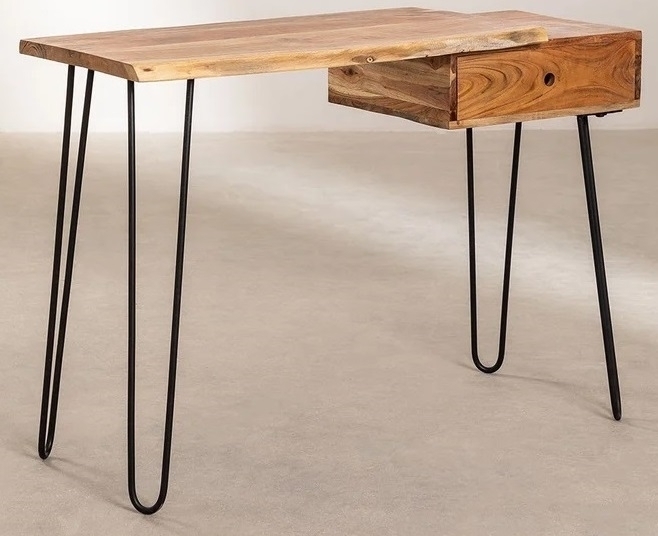 Woodcraft skrivbord med l�da 120 x 40 cm - Vintage mango + Reng�ring f�r m�bler