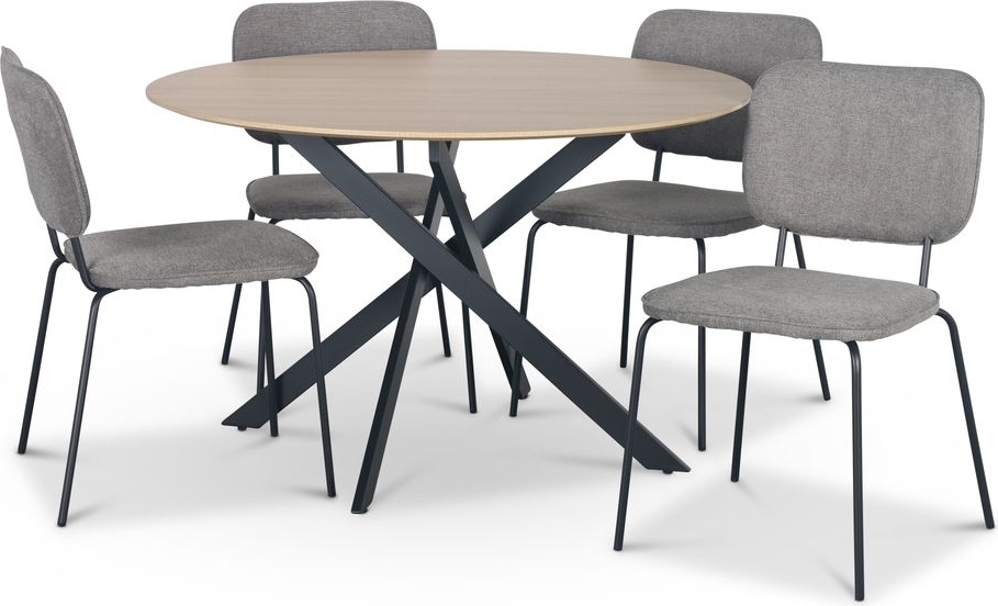 Hogr�n matgrupp �120 cm bord i ljust tr� + 4 st Lokrume gr� stolar