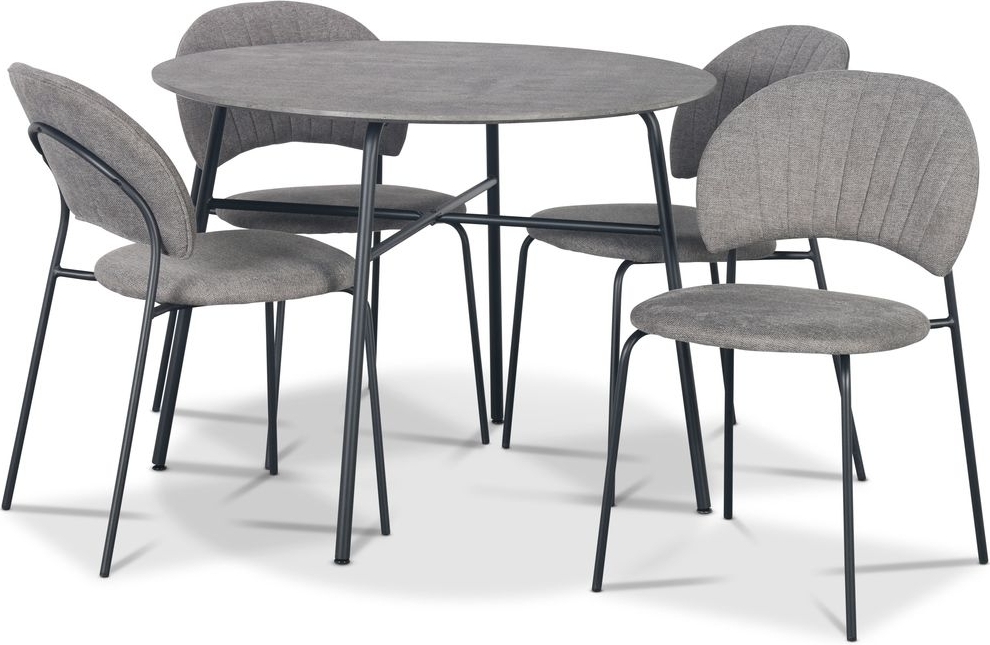 Tofta matgrupp �100 cm bord i betongimitation + 4 st Hogr�n gr� stolar