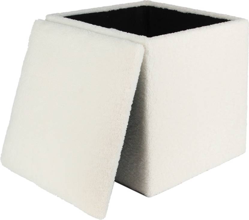 Fotpall med f�rvaring i teddy tyg + M�beltassar