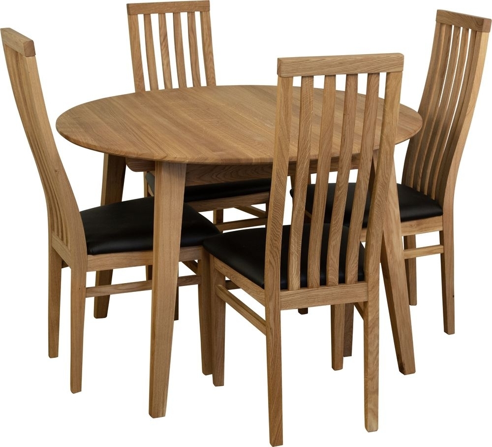 Matgrupp Genova matbord 110-160 cm inkl 4 st Alaska stolar - Oljad ek/svart PU + 3.00 x M�beltassar
