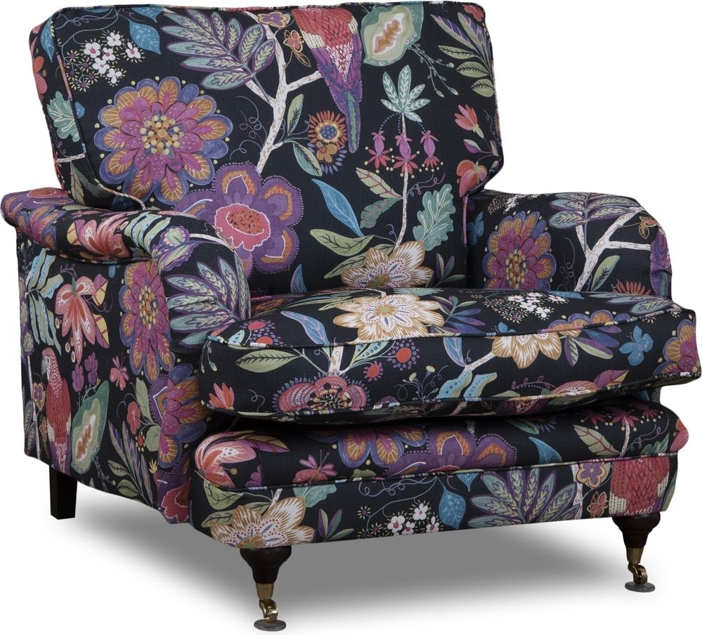 Fåtölj Howard blommigt tyg svart Fåtölj Howard blommigt tyg svart