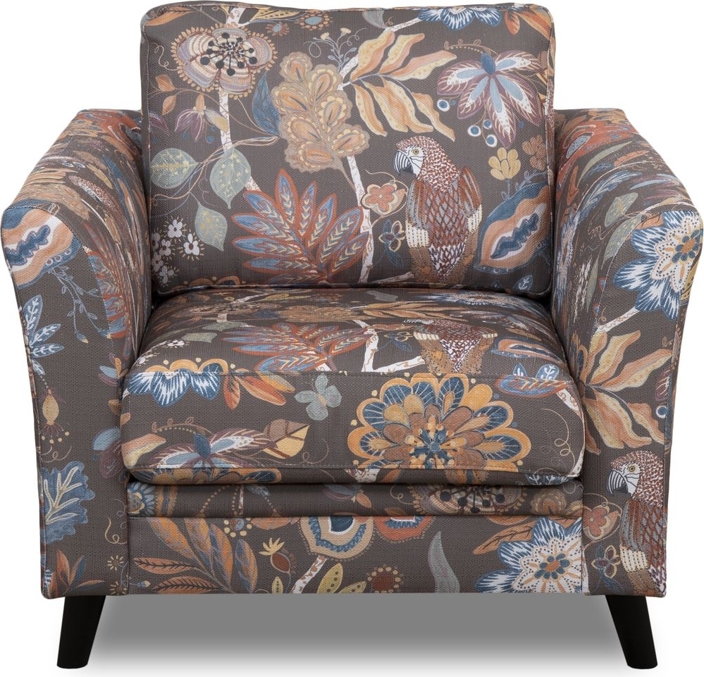 Eker� f�t�lj i blommigt tyg - Eden Parrot Brown