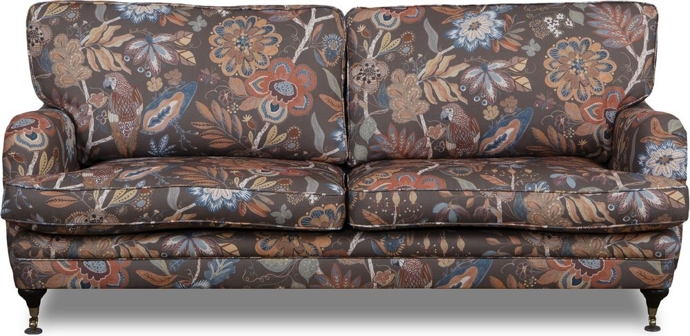 Spirit 3-sits howard soffa i blommigt tyg - Eden Parrot Brown