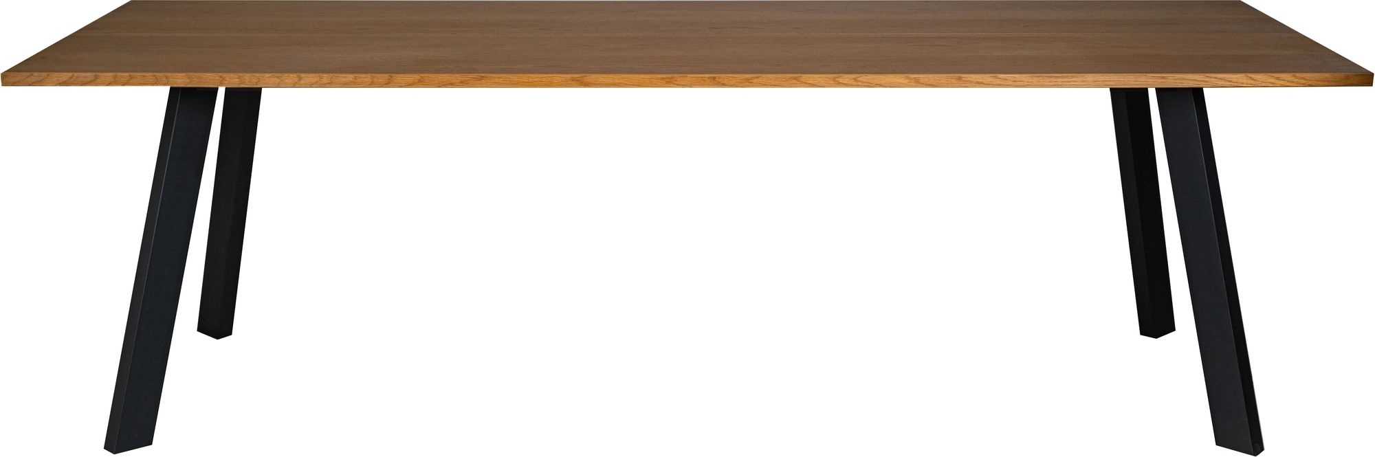 Freddy l�ngt matbord f�r 10 personer i oljad ek med svarta metallben - 240x90 cm