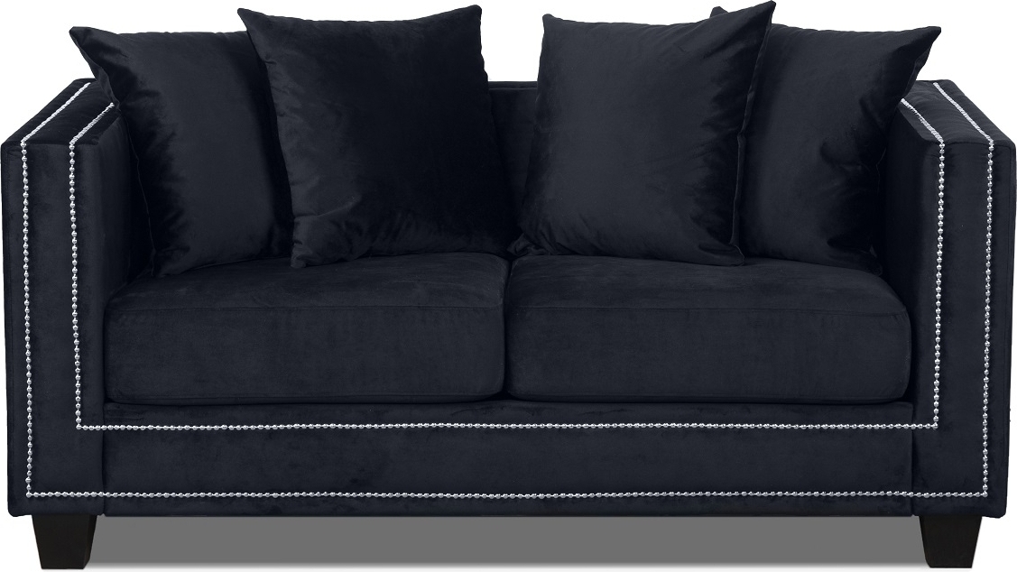 Tempel 2-sits soffa med nitar i svart sammet