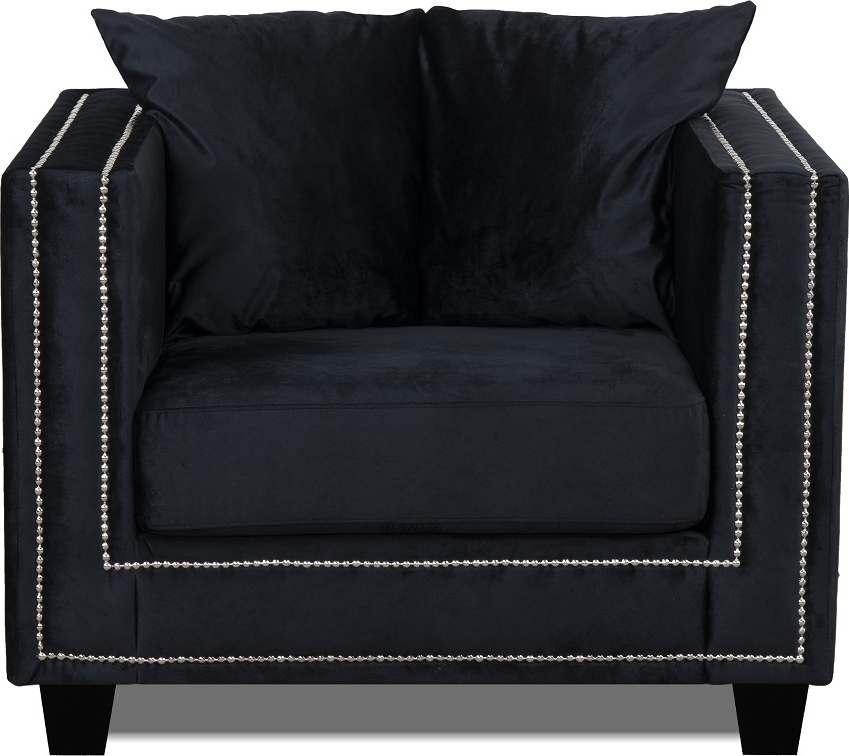 Tempel f�t�lj med nitar - Svart (sammet)