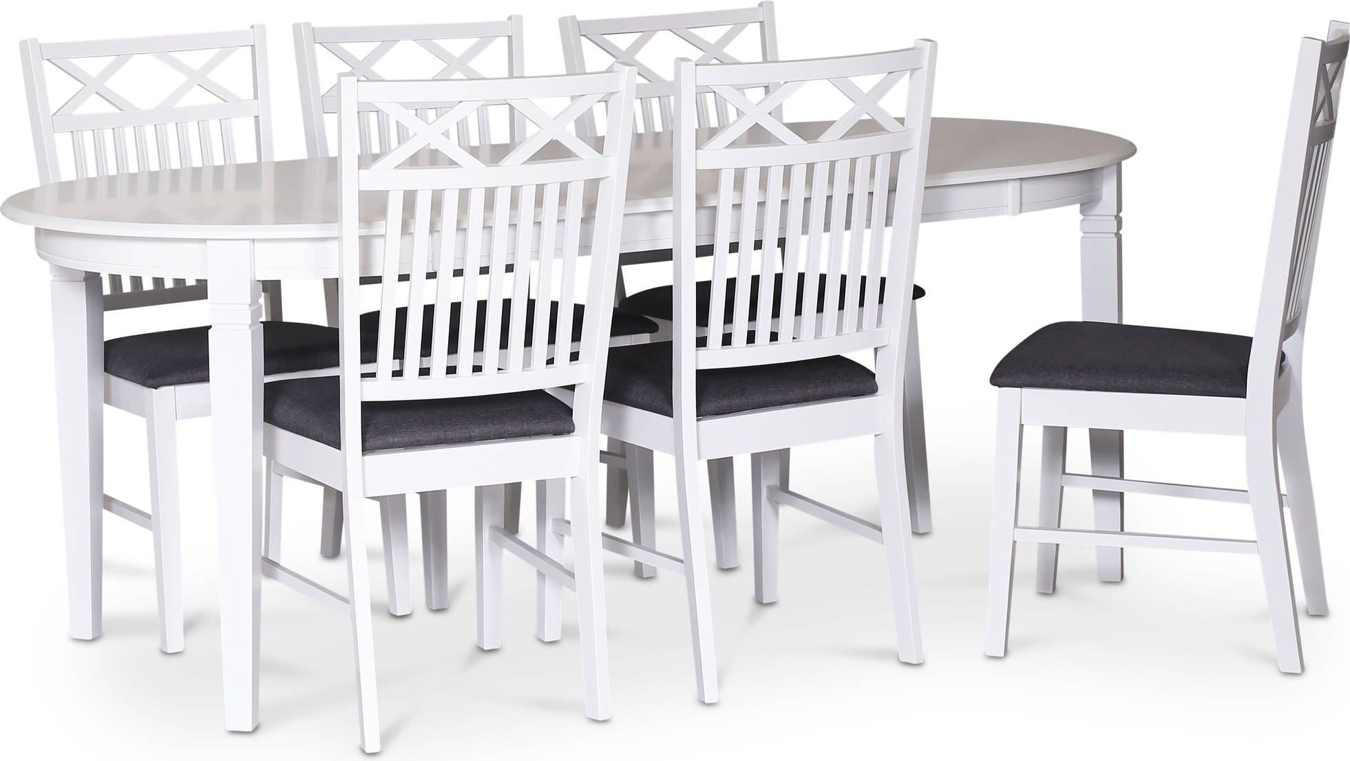 Sandhamn matgrupp; Ovalt matbord med 6 st Sandhamn Gripsholm matstolar + 6.00 x Stolsdyna Sandhamn matgrupp; Ovalt matbord med 6 st Sandhamn Gripsholm matstolar + 6.00 x Stolsdyna