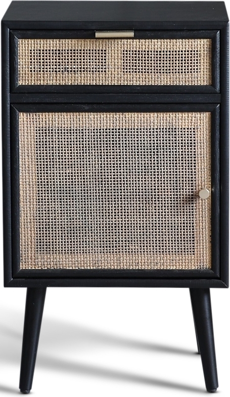 Stockholm svart s�ngbord med rotting + M�beltassar