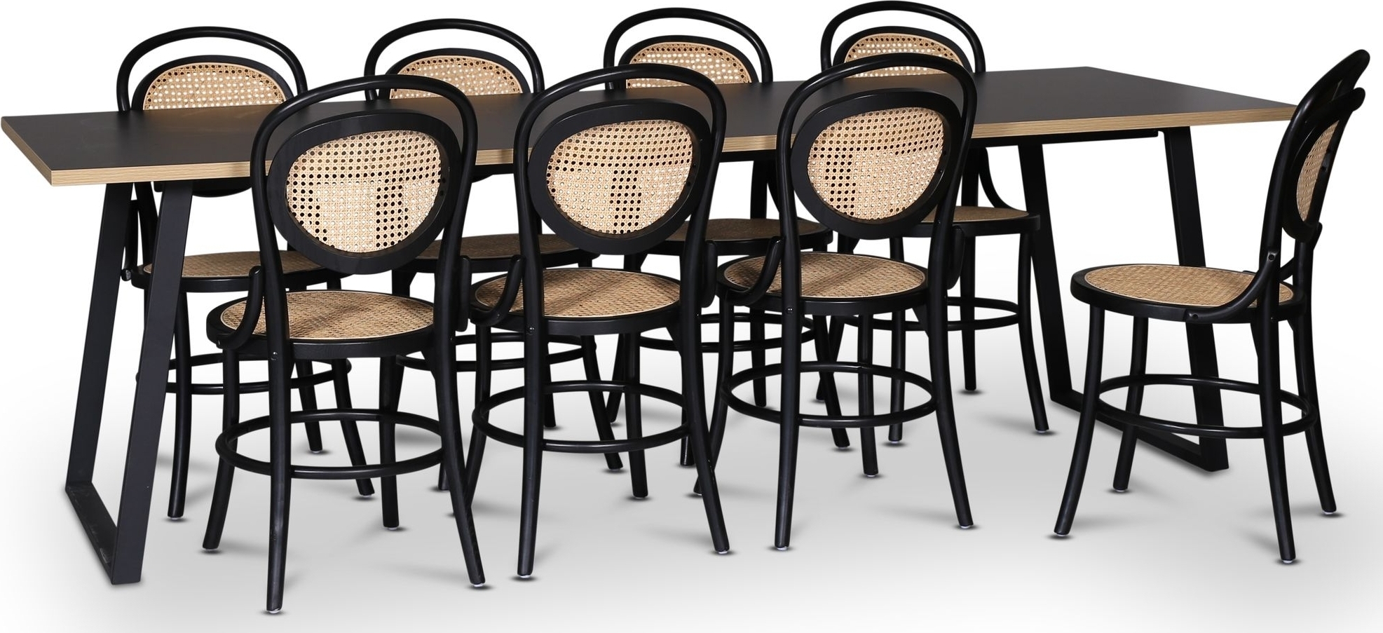 Edge 3.0 matgrupp 240x90 cm inkl 8 st Alicia svarta stolar b�jtr� - Svart H�gtryckslaminat (HPL)