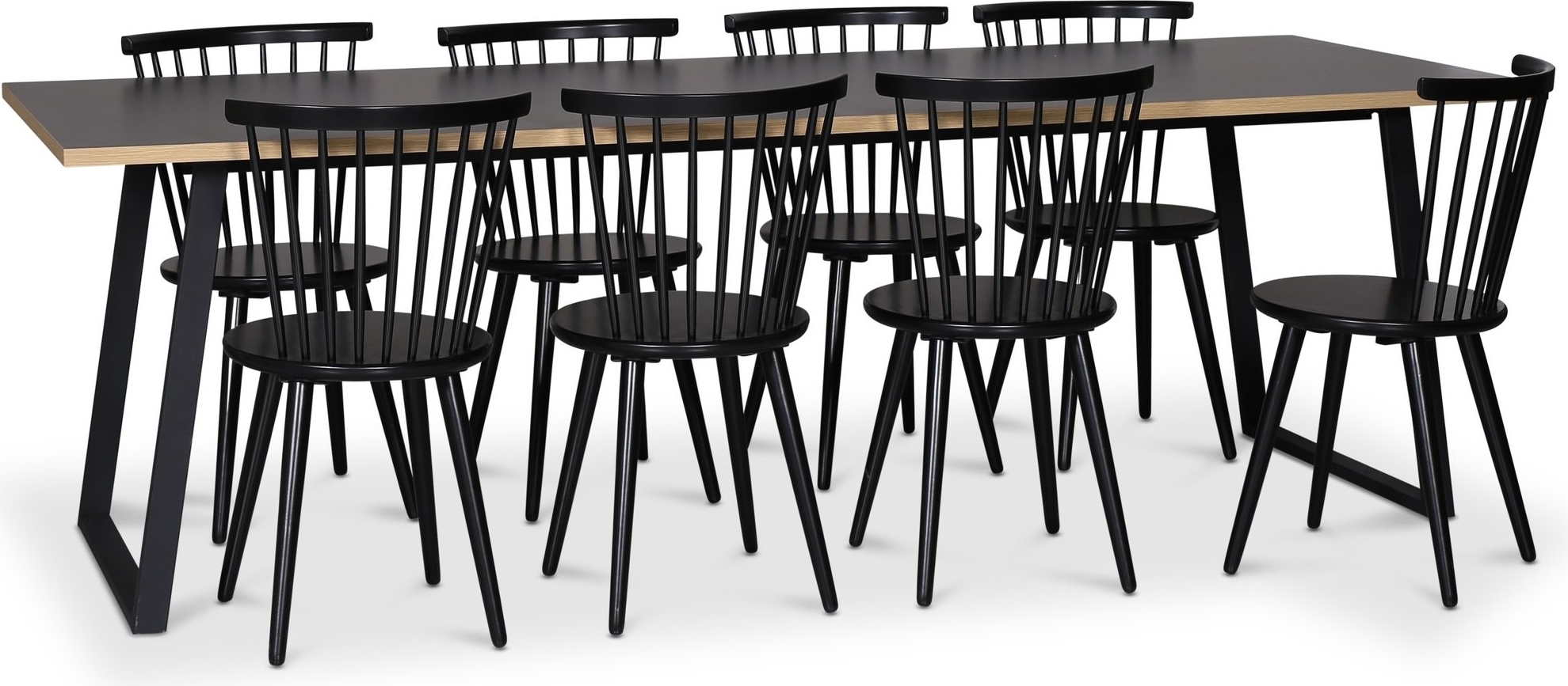 Edge 3.0 matgrupp 240x90 cm inkl 8 st svarta pinnstolar Castor - Gr� H�gtryckslaminat (HPL)