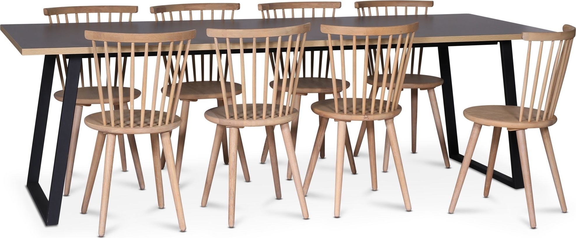 Edge 3.0 matgrupp 240x90 cm inkl 8 st vitoljade pinnstolar Castor - Gr� H�gtryckslaminat (HPL)