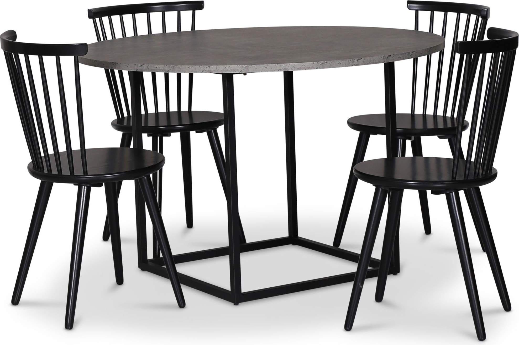 Sintorp matgrupp, runt matbord Ø115 cm inkl 4 st pinnstolar Castor - Betong (Laminat) Sintorp matgrupp, runt matbord Ø115 cm inkl 4 st pinnstolar Castor - Betong (Laminat)