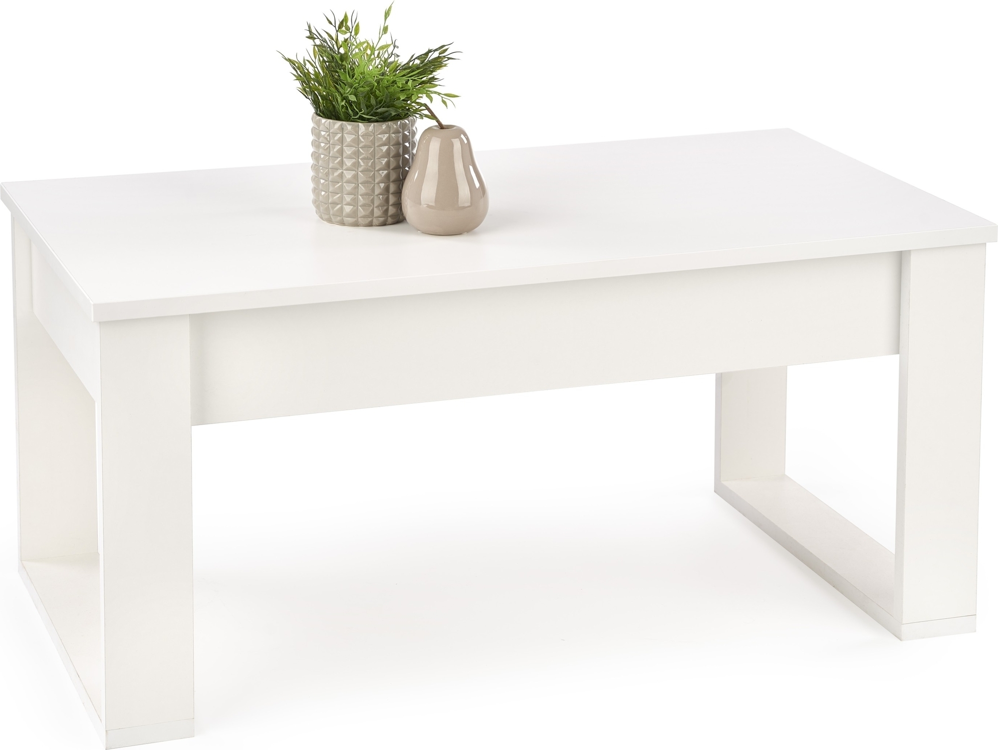 Soffbord vit med f�rvaringsl�dor 110x60 cm