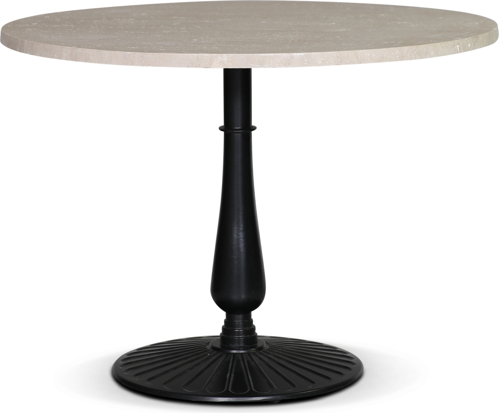 Flair runt matbord Ø105 cm - Svart Mystery E100 fot / Travertin sten Flair runt matbord Ø105 cm - Svart Mystery E100 fot / Travertin sten