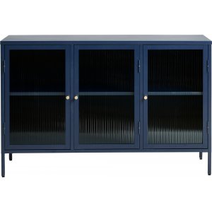 Dobb dressoir van donkerblauw metaal met glazen deuren