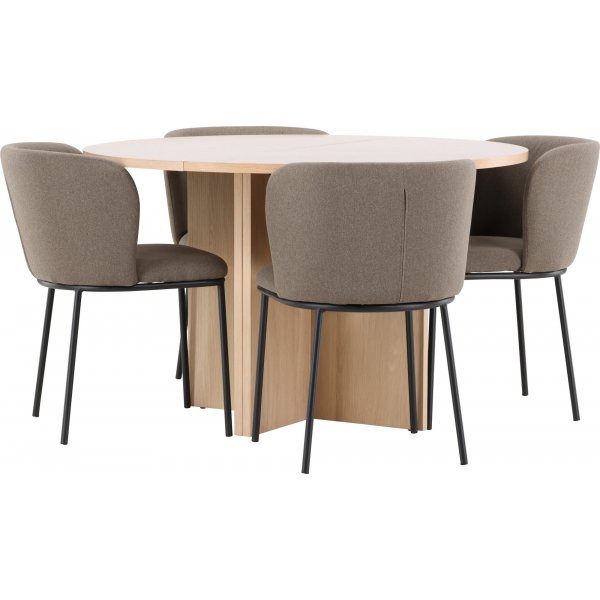 Matbord Strada med 4 st Edina stolar - Brun/svart/whitewash