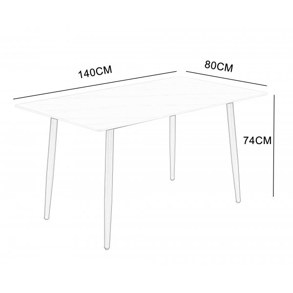 Inez matbord med keramisk vit matt marmor - 140x80 cm Inez matbord med keramisk vit matt marmor - 140x80 cm