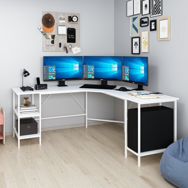 Bureau d'angle Power 180 x 60 cm - Blanc Bureau d'angle Power 180 x 60 cm - Blanc