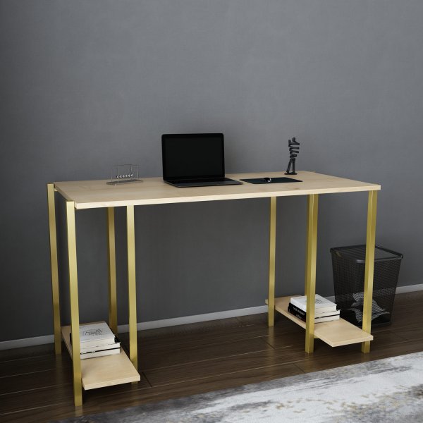 Academy skrivbord 125,2 x 60 cm - Guld/ek Academy skrivbord 125,2 x 60 cm - Guld/ek